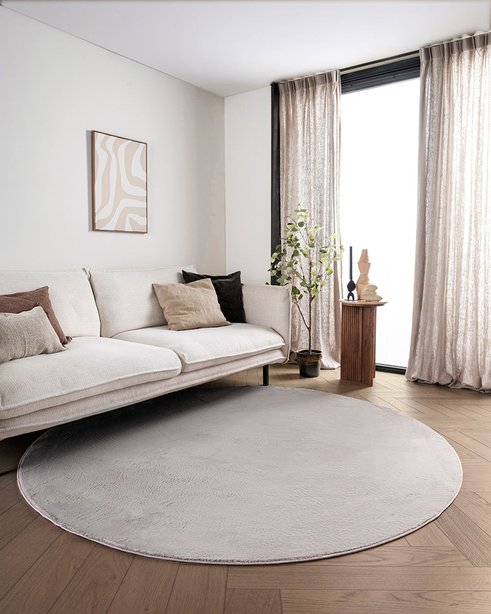 Tapis rond Japandi - Ovara Plano Taupe