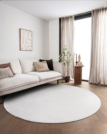 Tapis rond Japandi - Ovara Plano Blanc cassé