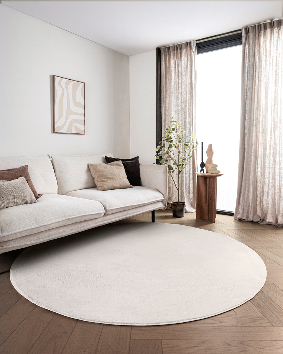 Tapis rond Japandi - Ovara Plano Beige