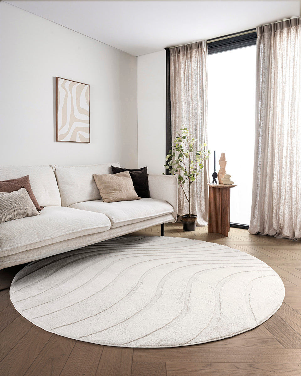 Tapis Japandi Rond - Ovara Maris Beige
