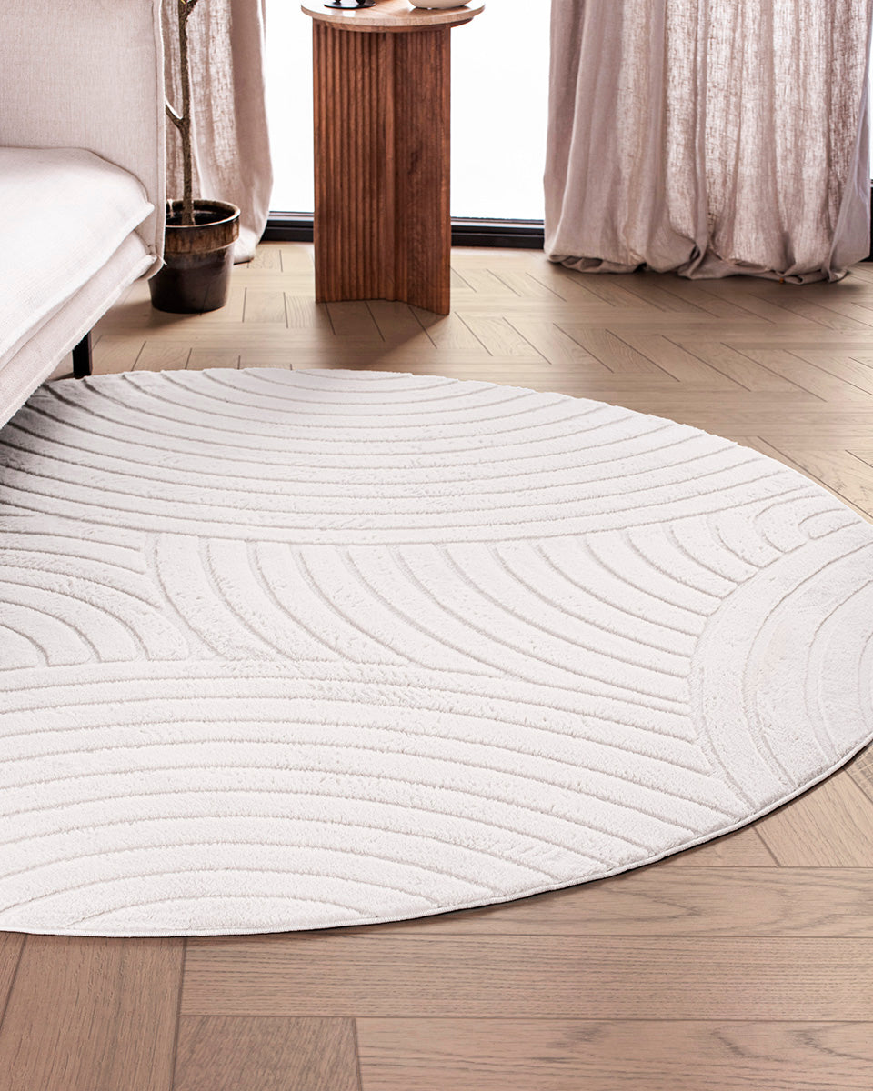 Tapis rond Japandi - Ovara Zenith Beige