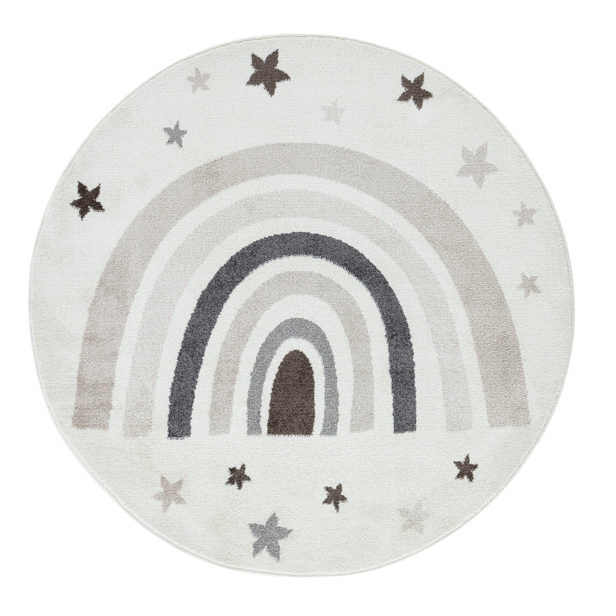 Tapis Enfant - Rond Arc-en-ciel Blanc