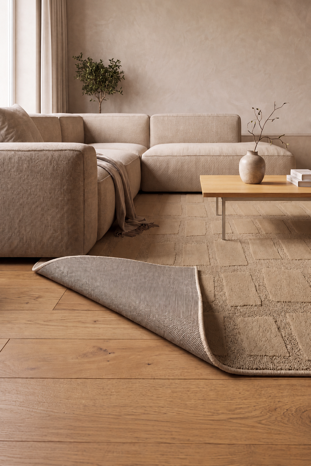 Tapis Japandi Linea Block Beige