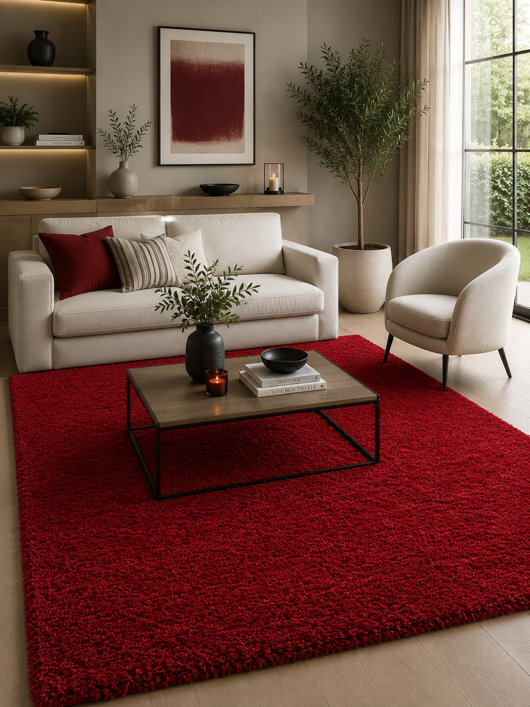 Tapis Shaggy à poils longs - LIFE 1500 ROUGE