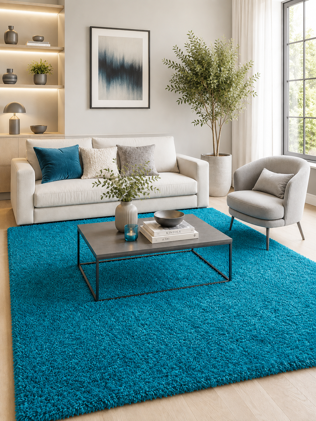 Tapis Shaggy à poils longs - LIFE 1500 TURQUOISE