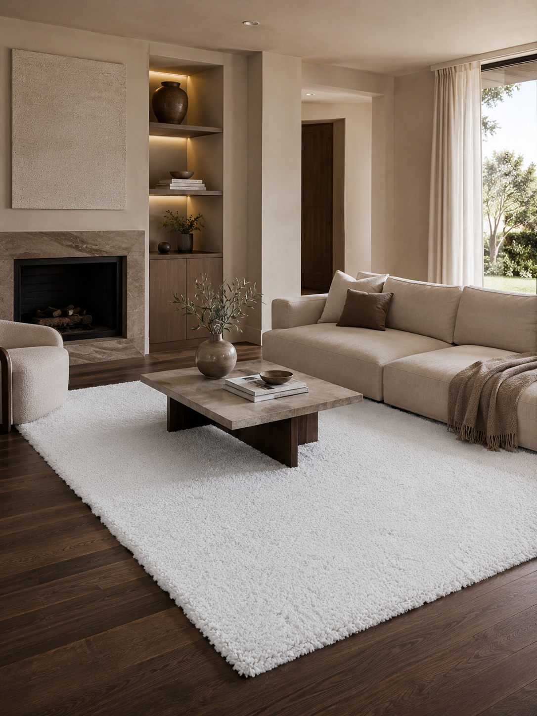 Tapis Shaggy à poils longs - SYDNEY 3000 WHITE