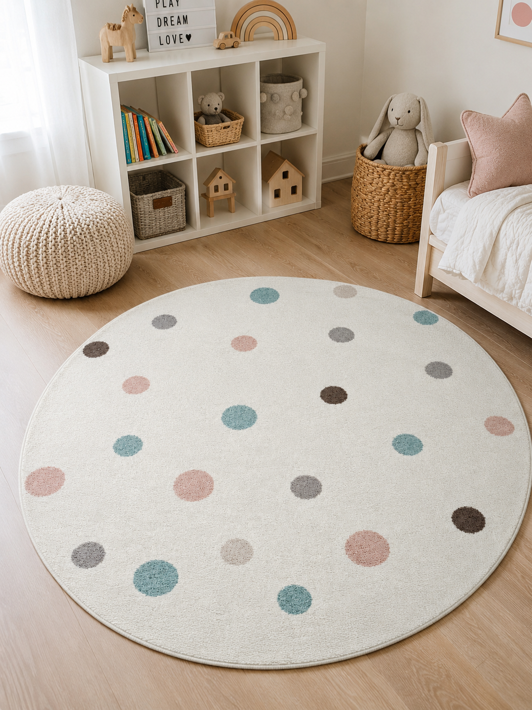 Tapis pour enfant - Dotti rond blanc