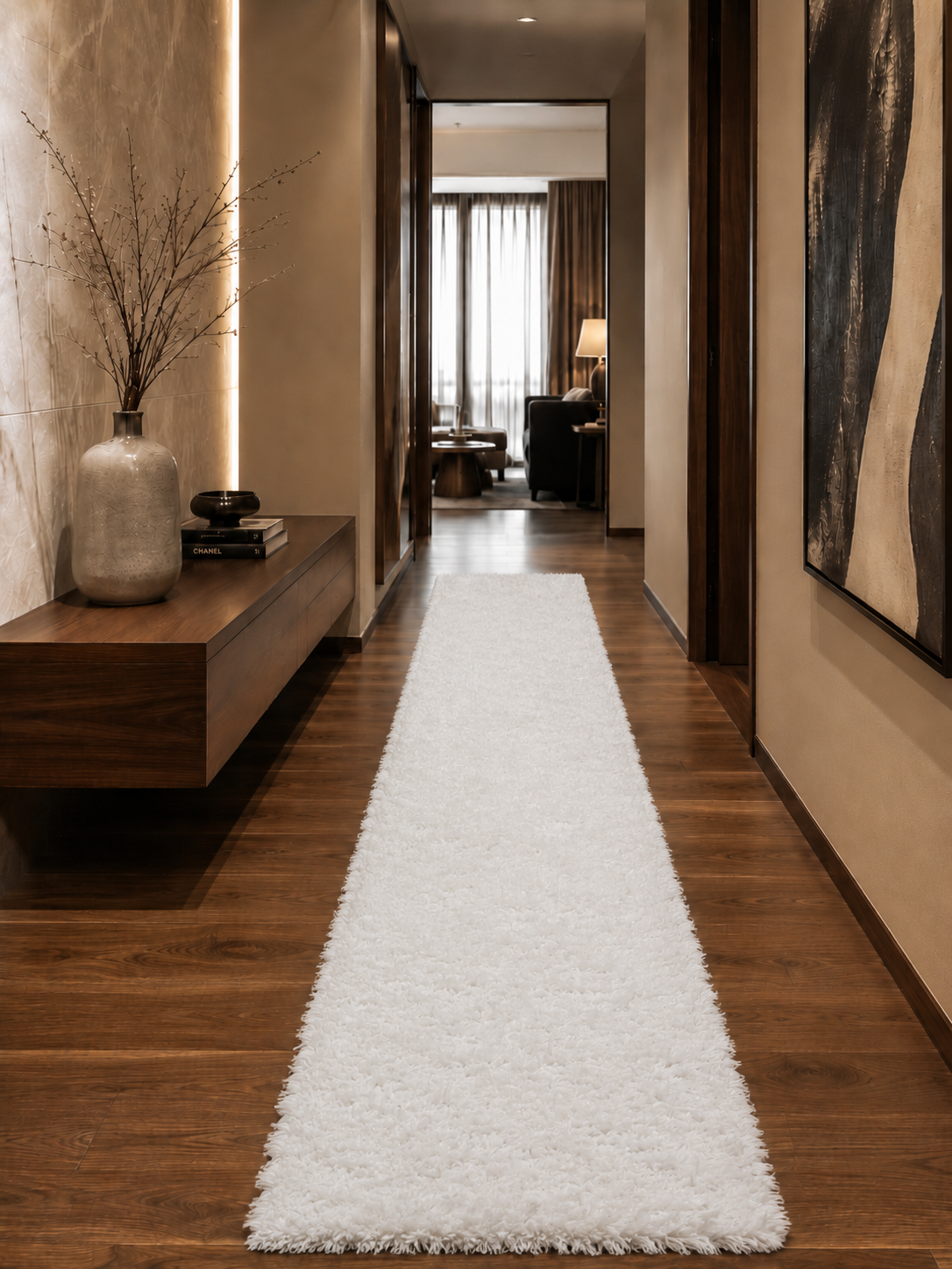 Tapis de couloir à poils longs - FLUFFY 3500 WHITE
