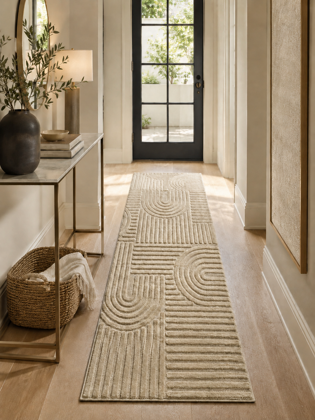Tapis de couloir style Japandi - ART 1121 BEIGE