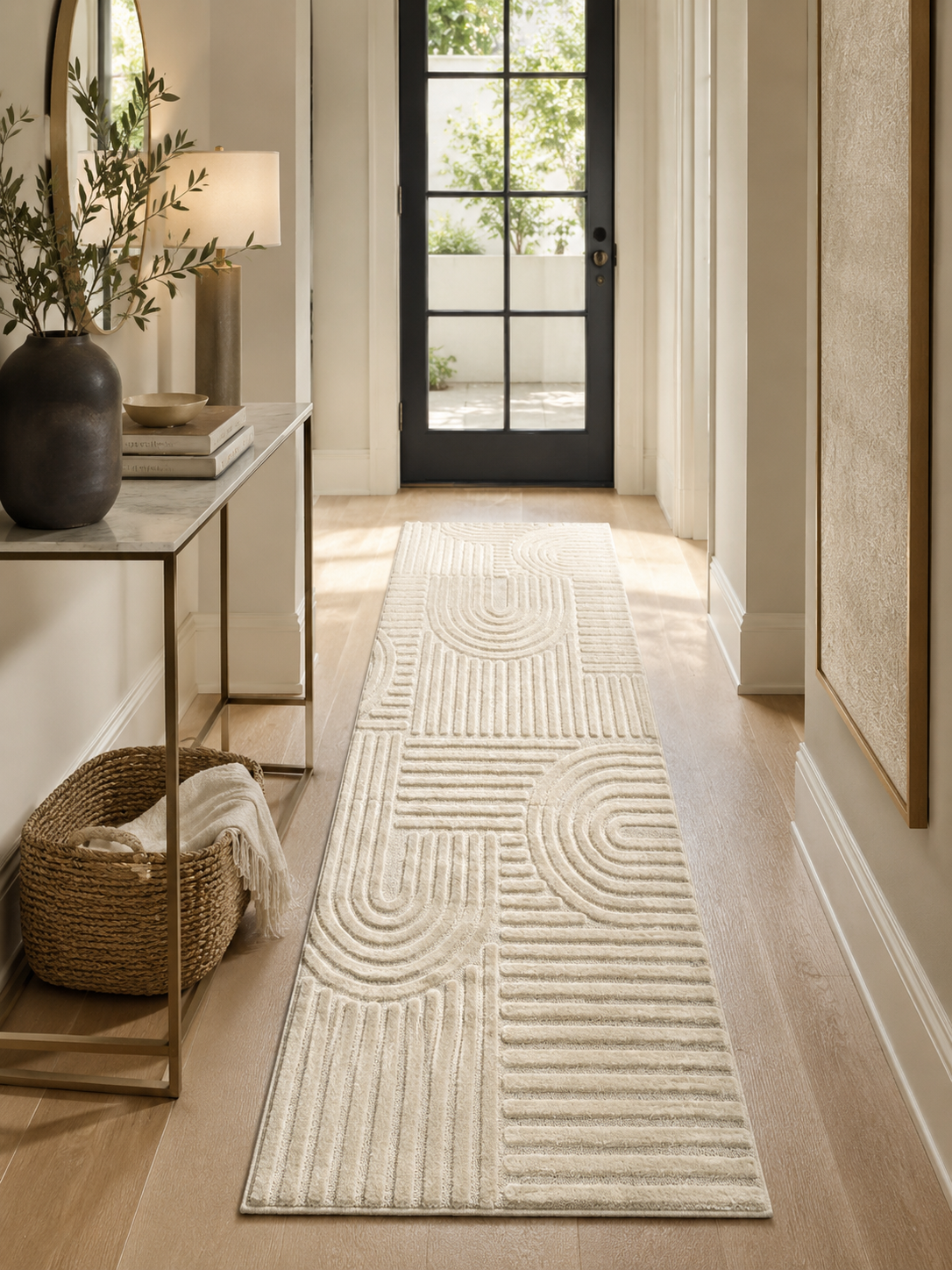 Tapis de couloir style Japandi - ART 1121 CREAM
