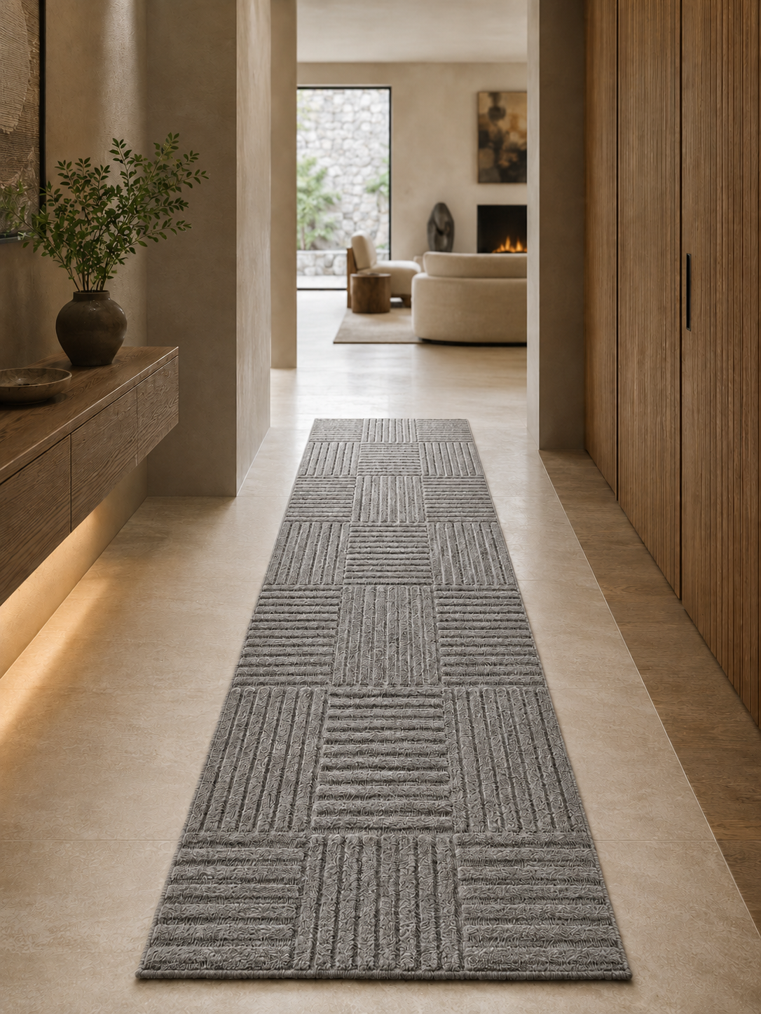 Tapis de couloir Japandi - ART 1123 SILVER