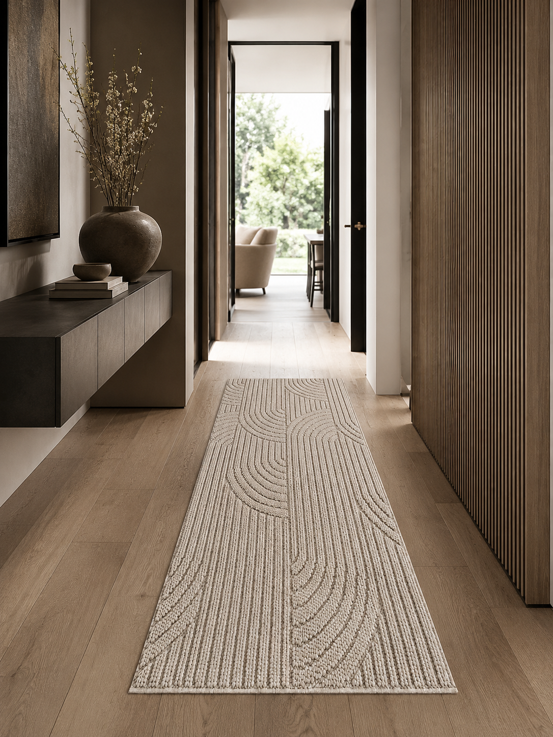 Tapis de couloir style Japandi - HELIX 2201 BEIGE