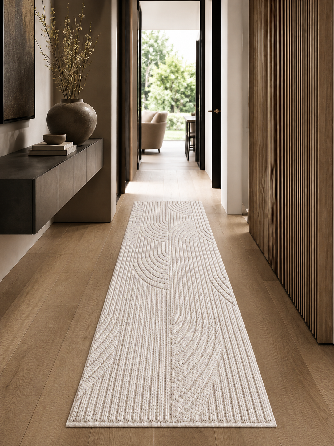 Tapis de couloir style Japandi - HELIX 2201 CRÈME