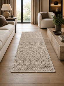 Tapis de couloir style Japandi - HELIX 2202 BEIGE