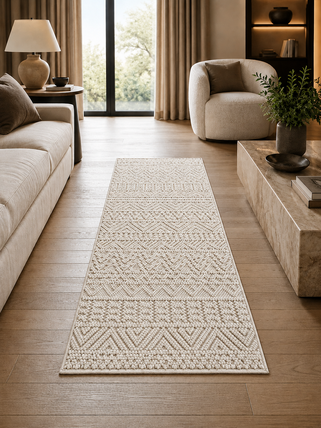 Tapis de couloir Japandi - HELIX 2202 CRÈME