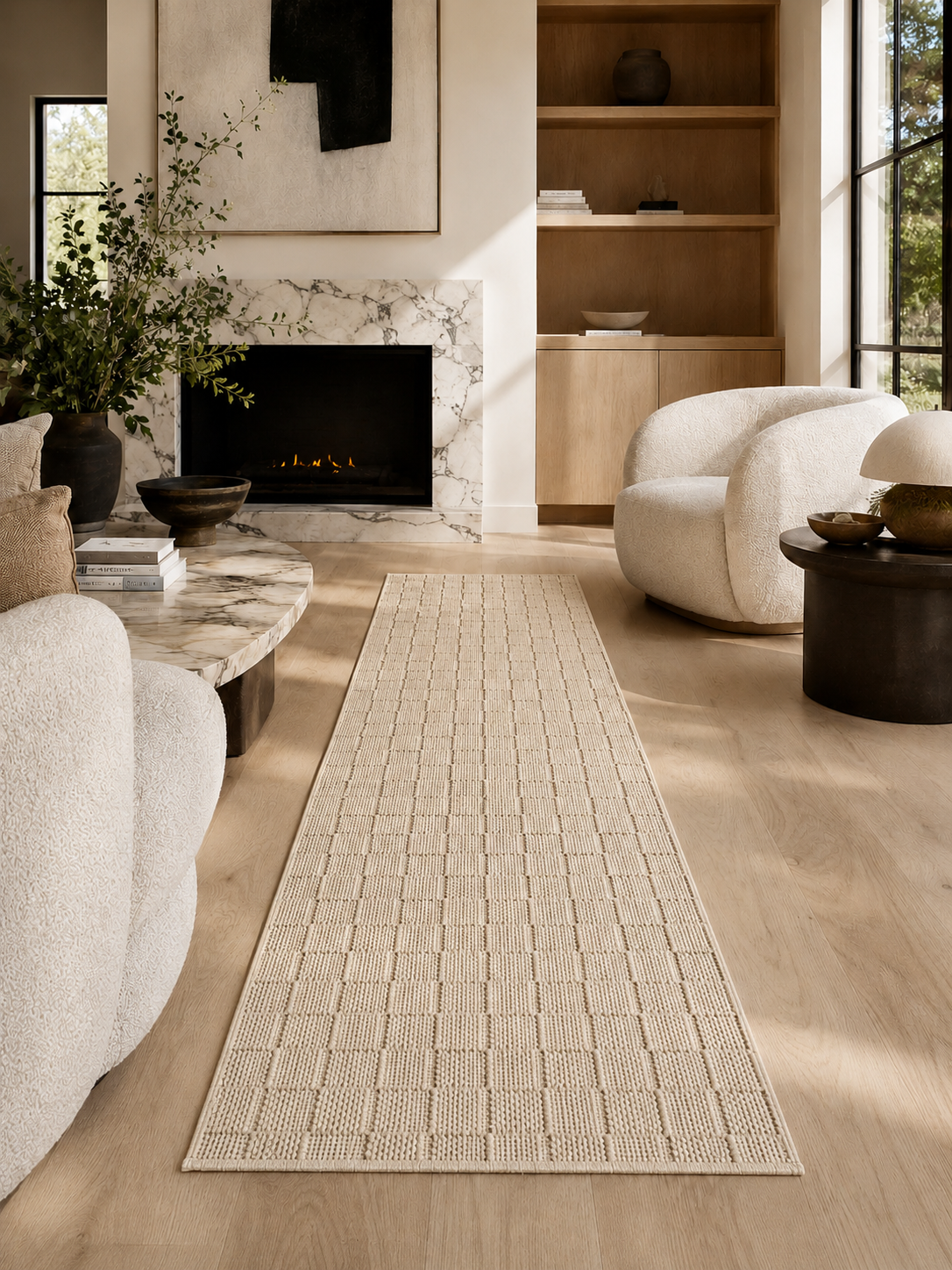 Tapis de couloir style Japandi - HELIX 2203 BEIGE