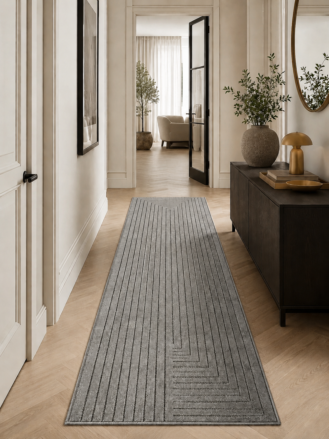Tapis de couloir Japandi - NOVA 1202 SILVER