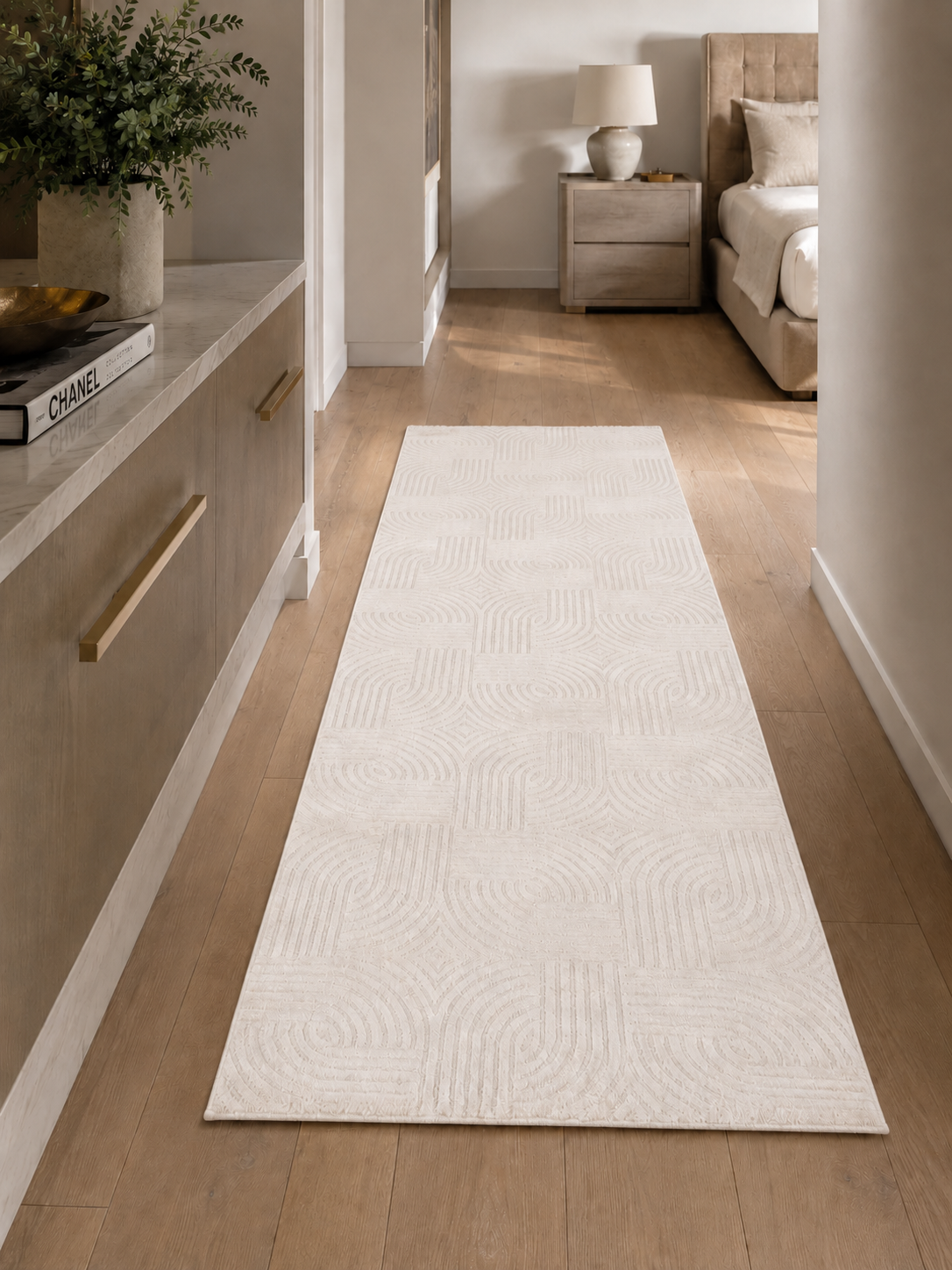 Tapis de couloir Japandi - SAHARA 1112 CRÈME