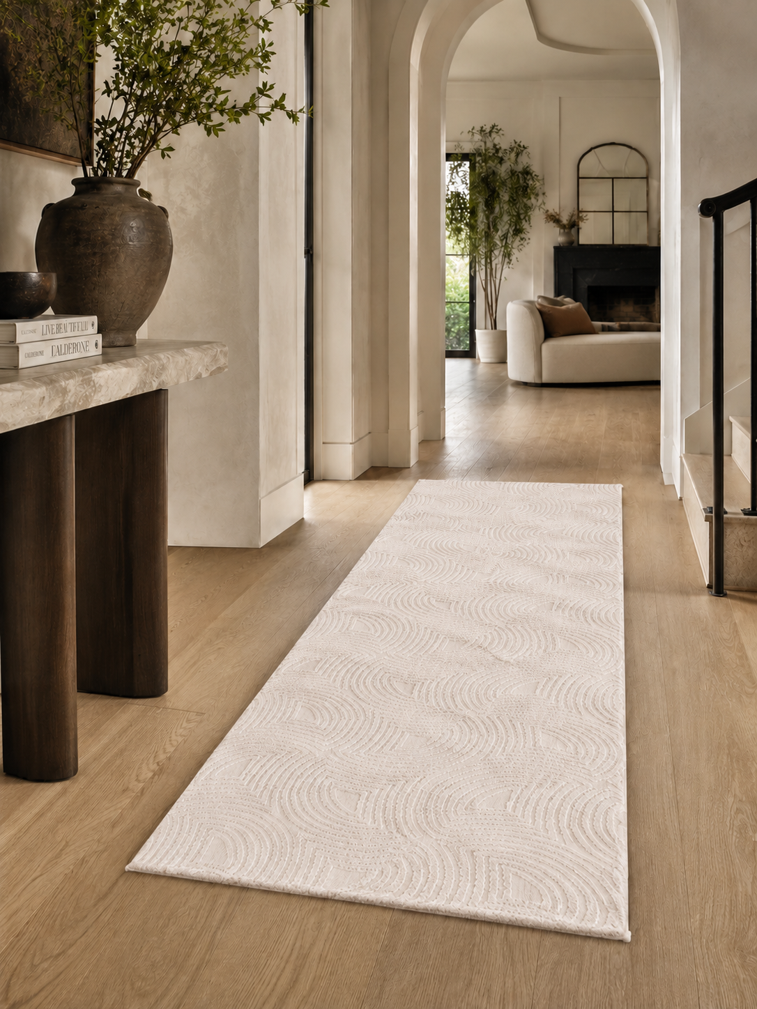 Tapis de couloir Japandi - SAHARA 1113 CRÈME