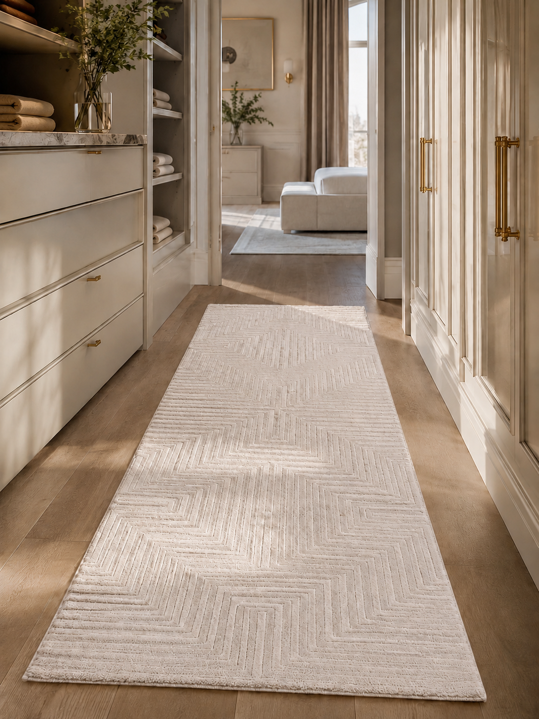 Tapis de couloir Japandi - SAHARA 1115 CREAM