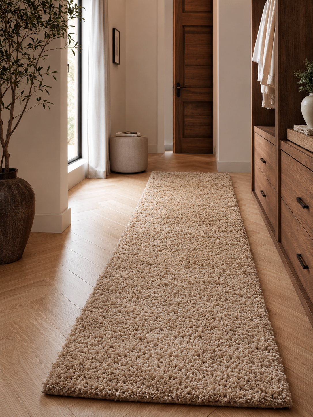 Tapis de couloir Shaggy à poils longs - LIFE 1500 BEIGE