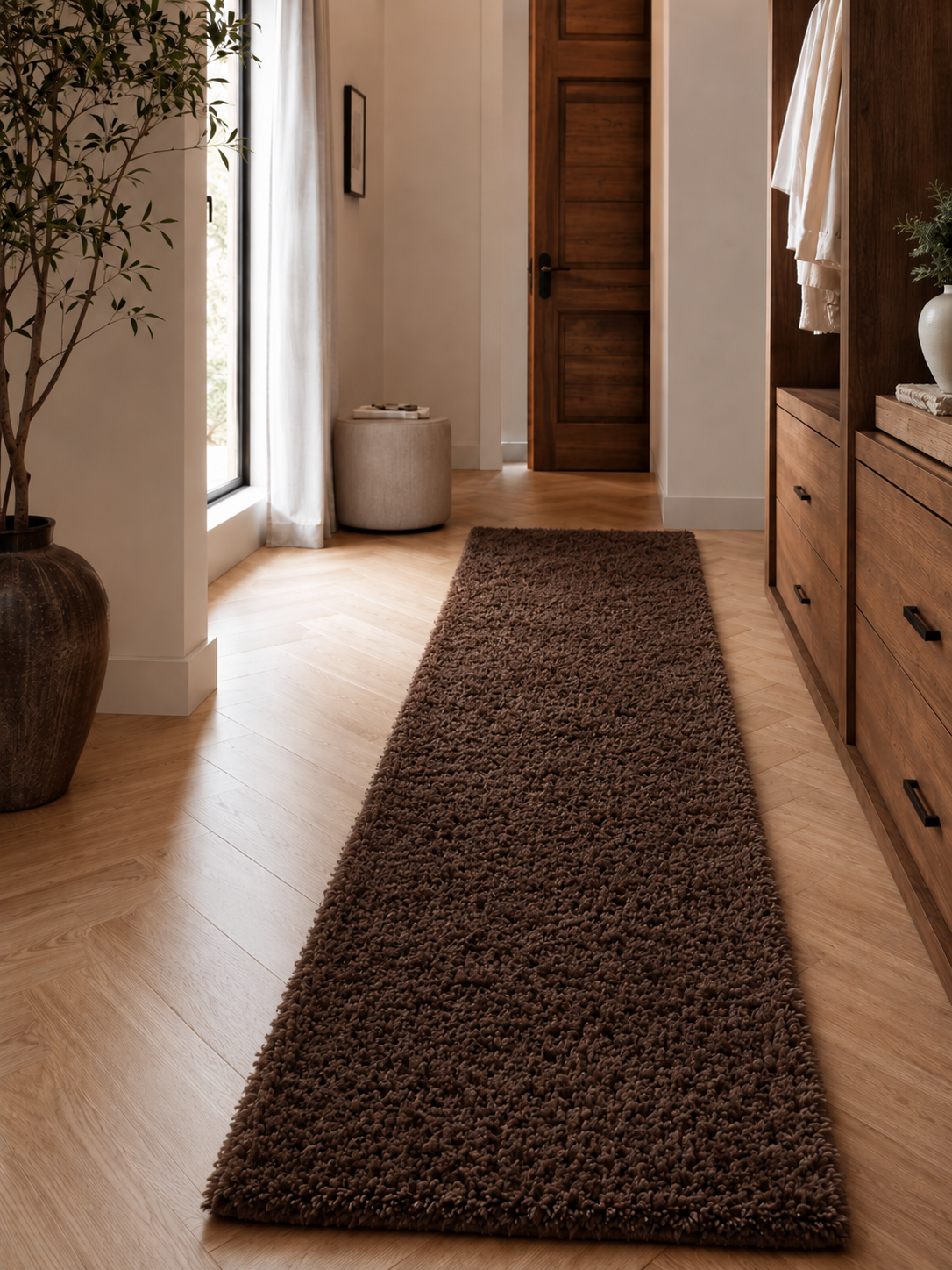 Tapis de couloir Shaggy à poils longs - LIFE 1500 BROWN