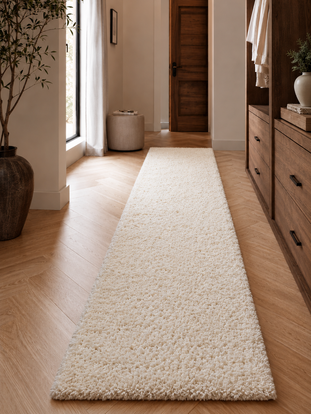 Tapis de couloir Shaggy à poils longs - LIFE 1500 CRÈME