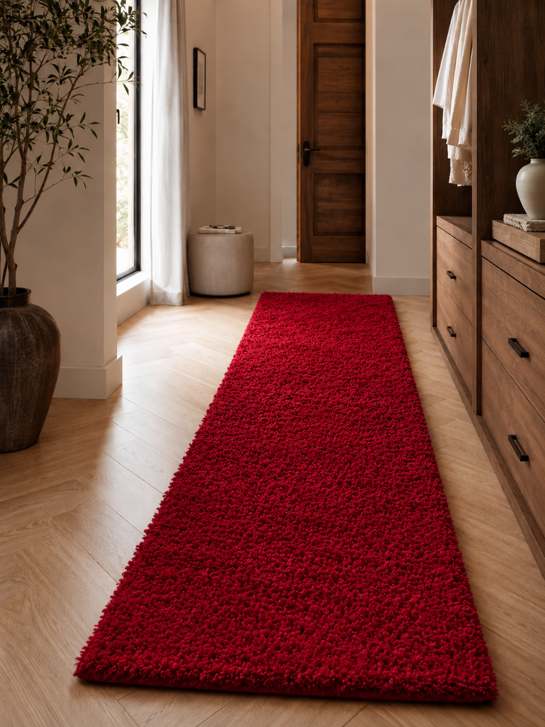 Tapis de couloir Shaggy à poils longs - LIFE 1500 ROUGE