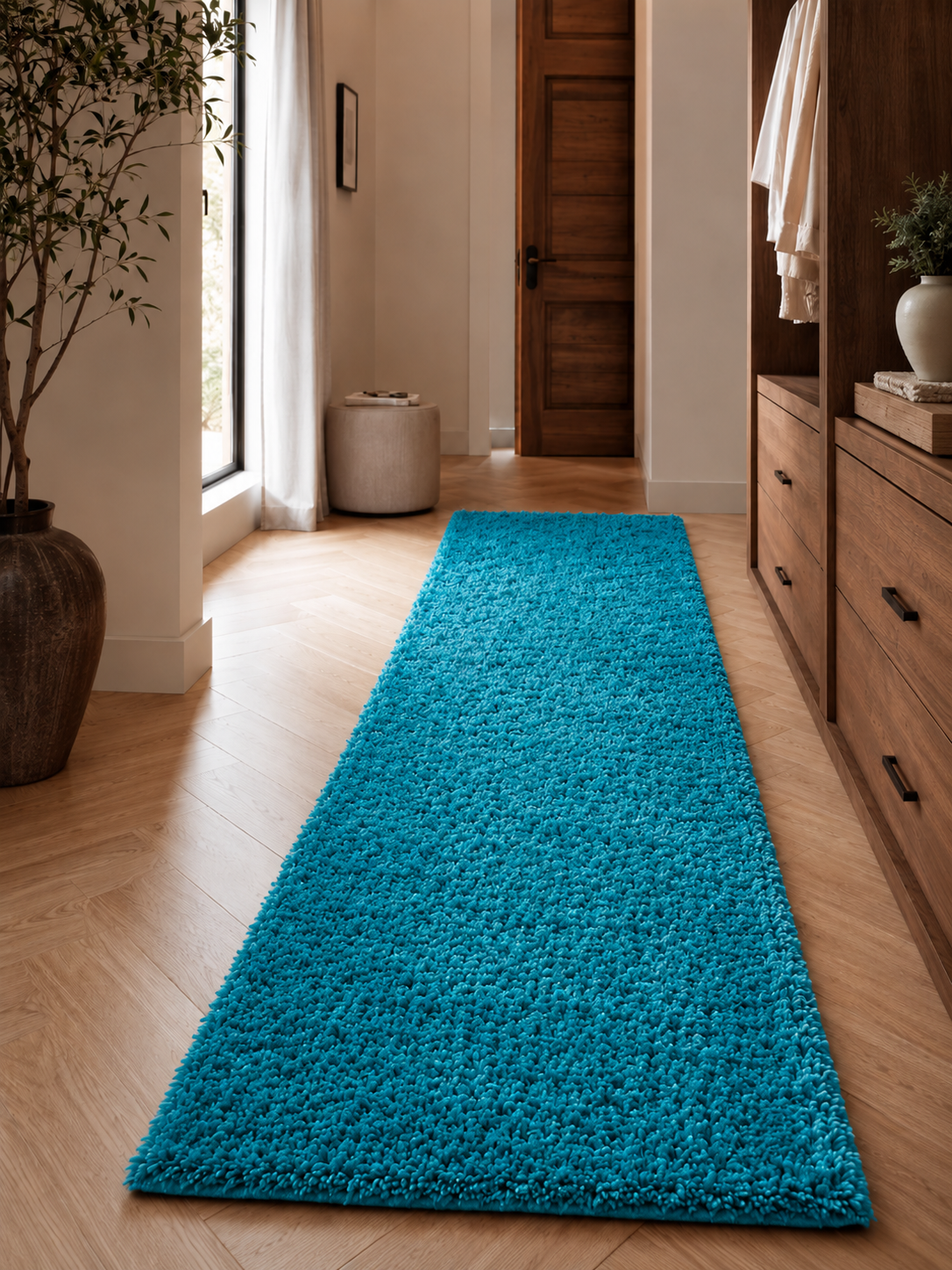 Tapis de couloir Shaggy à poils longs - LIFE 1500 TURQUOISE