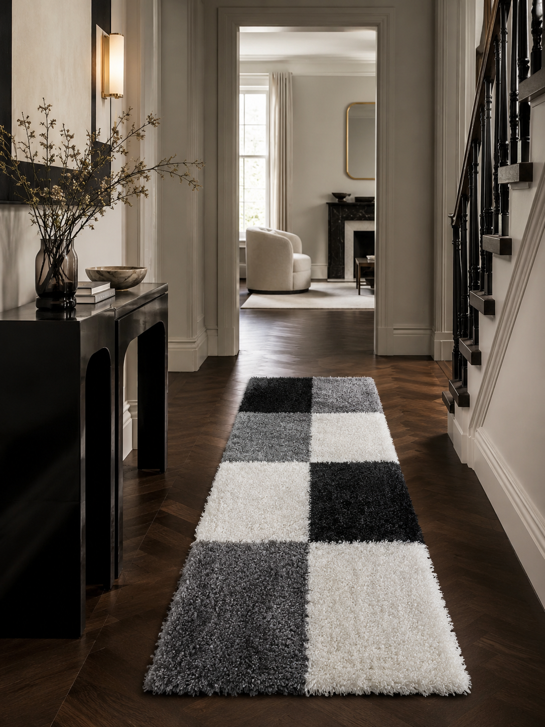 Tapis de couloir Shaggy à poils longs - LIFE 1501 NOIR