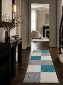 Tapis de couloir Shaggy à poils longs - LIFE 1501 TURQUOISE