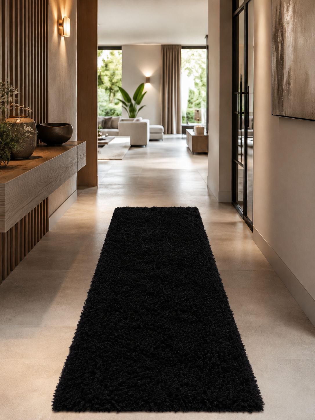 Tapis Shaggy à poils longs - SYDNEY 3000 NOIR