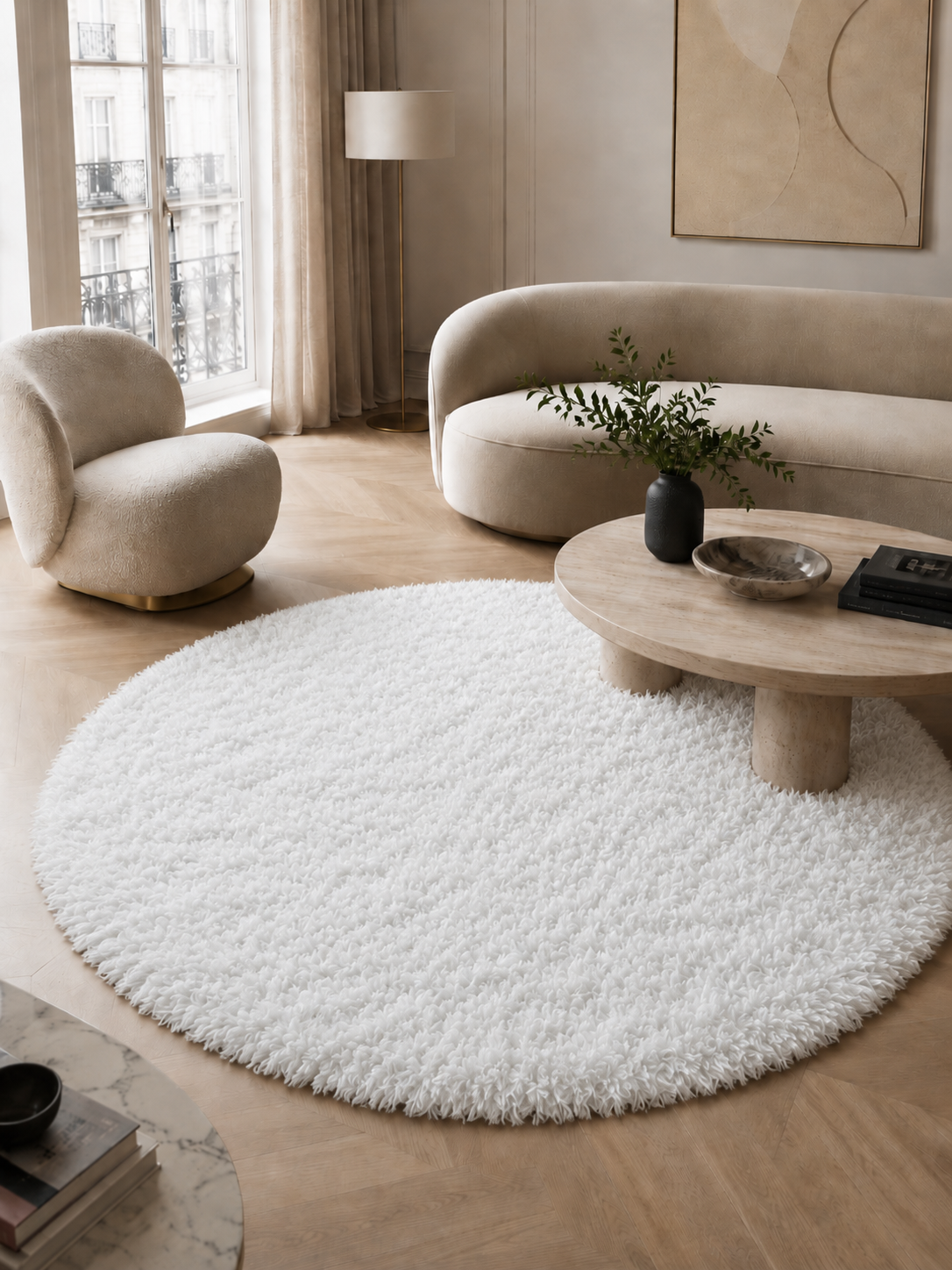 Tapis rond à poils longs - FLUFFY 3500 WHITE