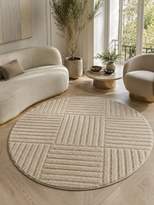 Tapis rond Japandi - ART 1123 BEIGE