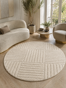 Tapis rond Japandi - ART 1123 CRÈME