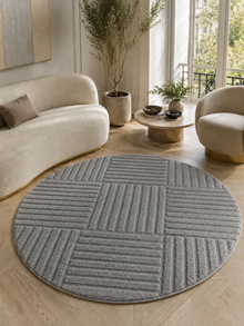 Tapis rond Japandi - ART 1123 SILVER