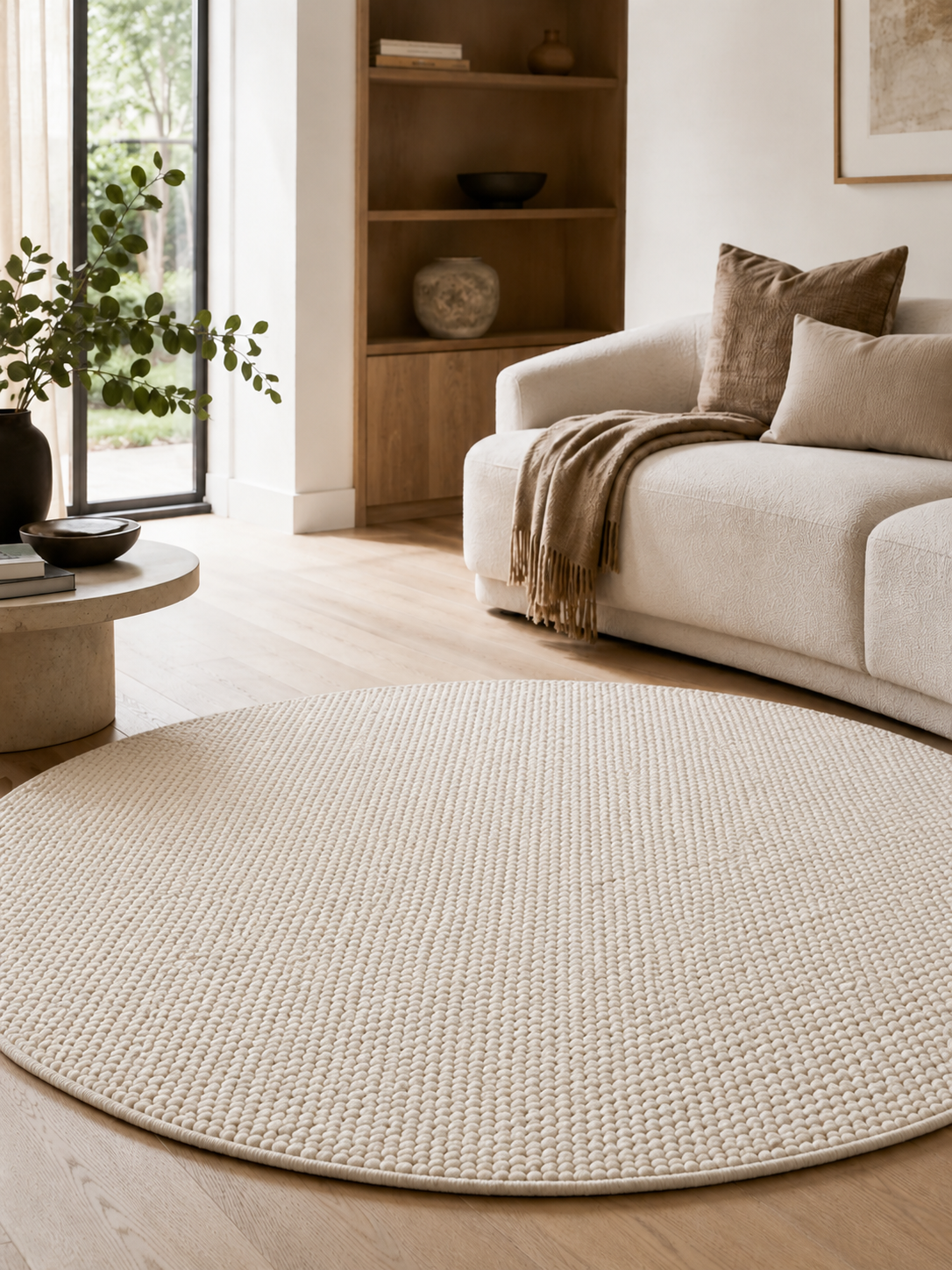 Tapis rond Japandi - HELIX 2200 CRÈME