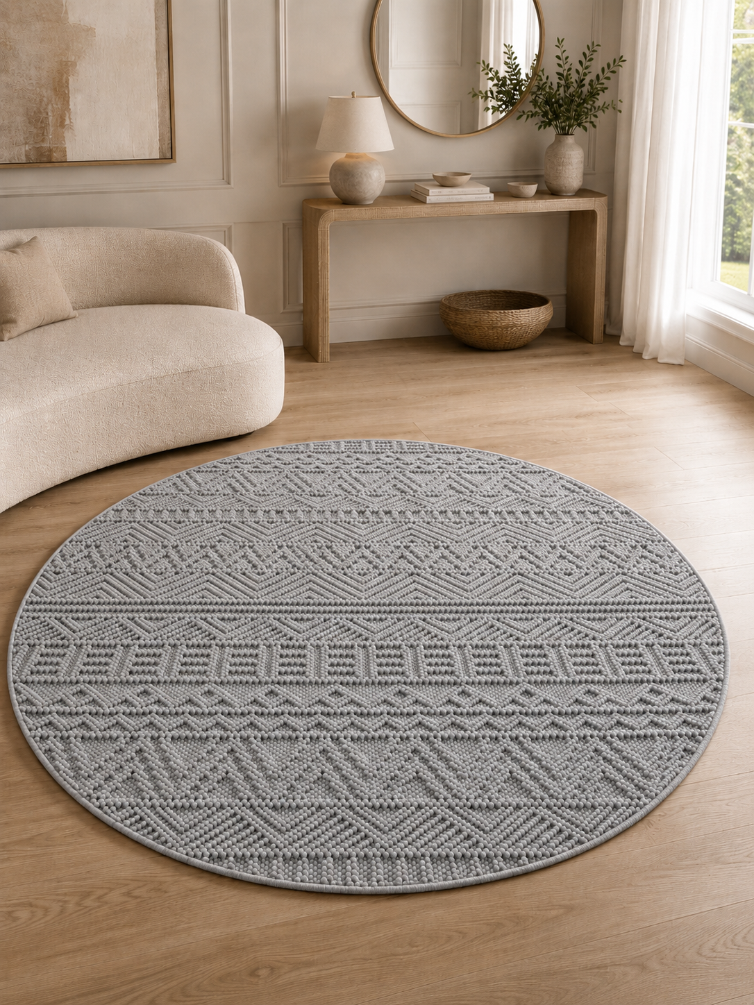 Tapis rond Japandi - HELIX 2202 SILVER