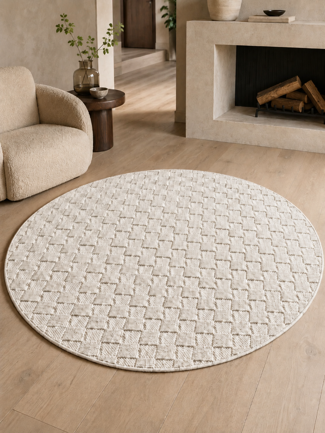 Tapis rond Japandi - HELIX 2203 CREAM