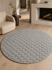 Tapis rond Japandi - HELIX 2203 SILVER