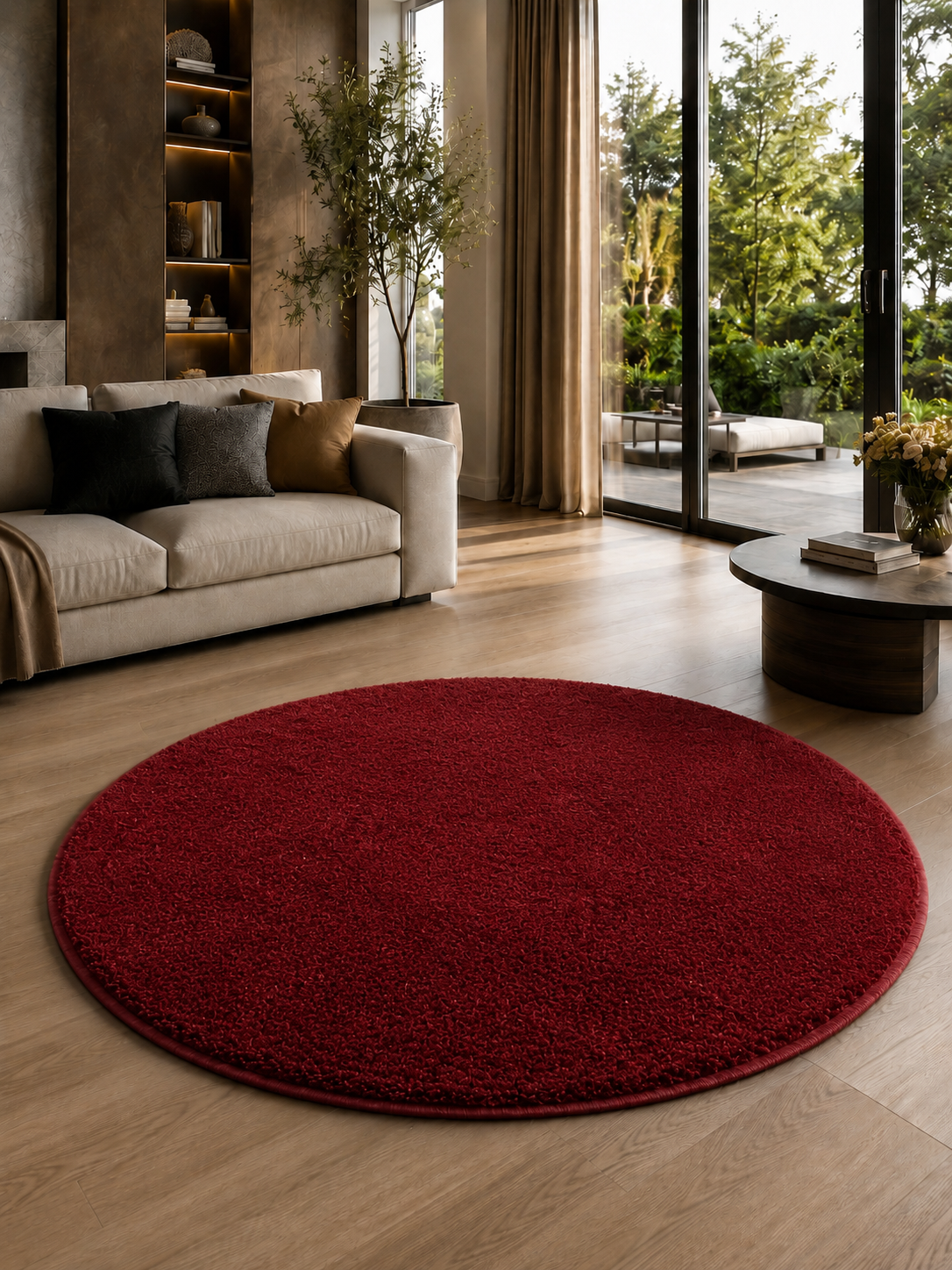 Tapis moderne rond - ATA 7000 ROUGE