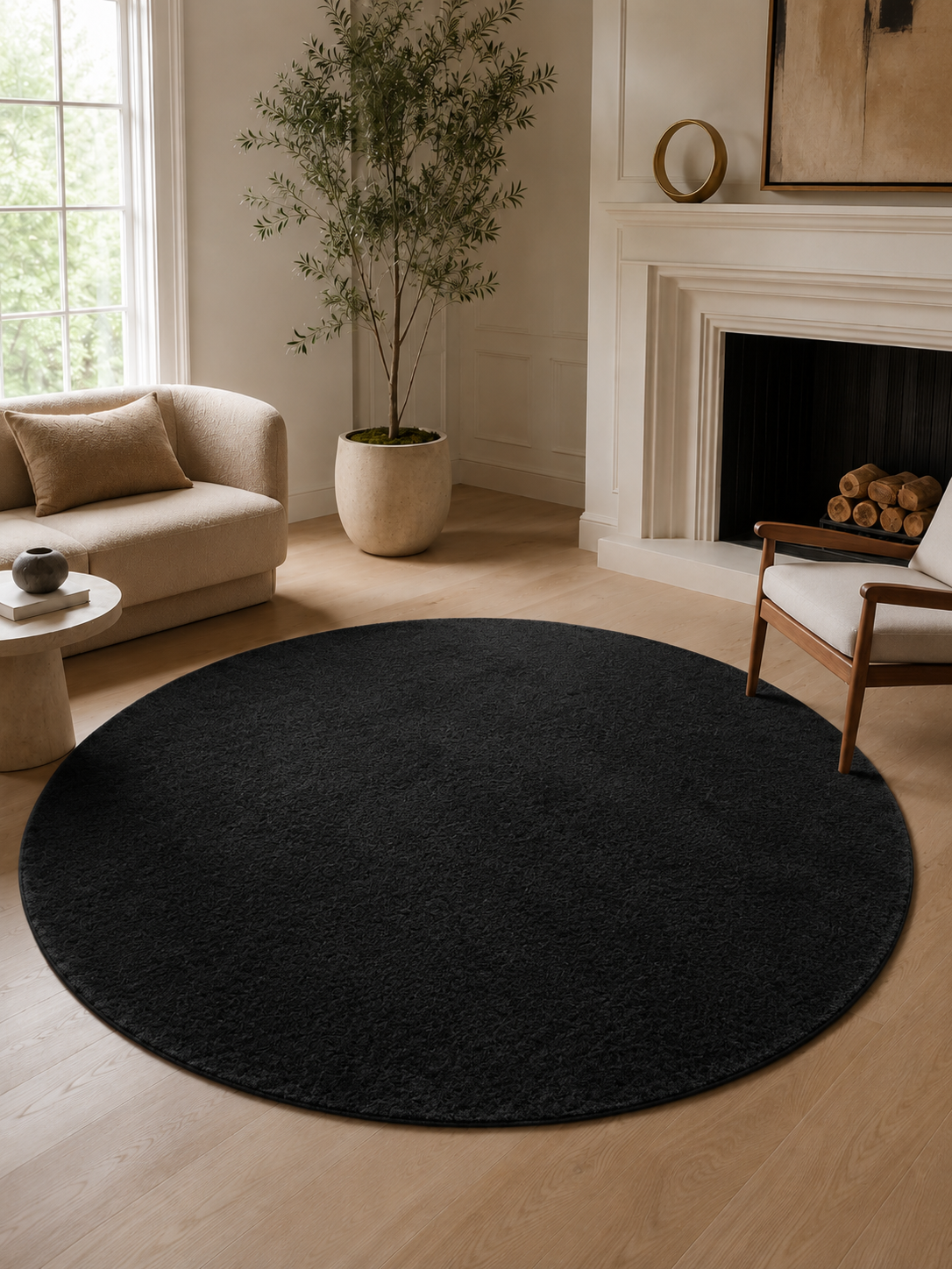 Tapis rond moderne - JOY 1400 BLACK
