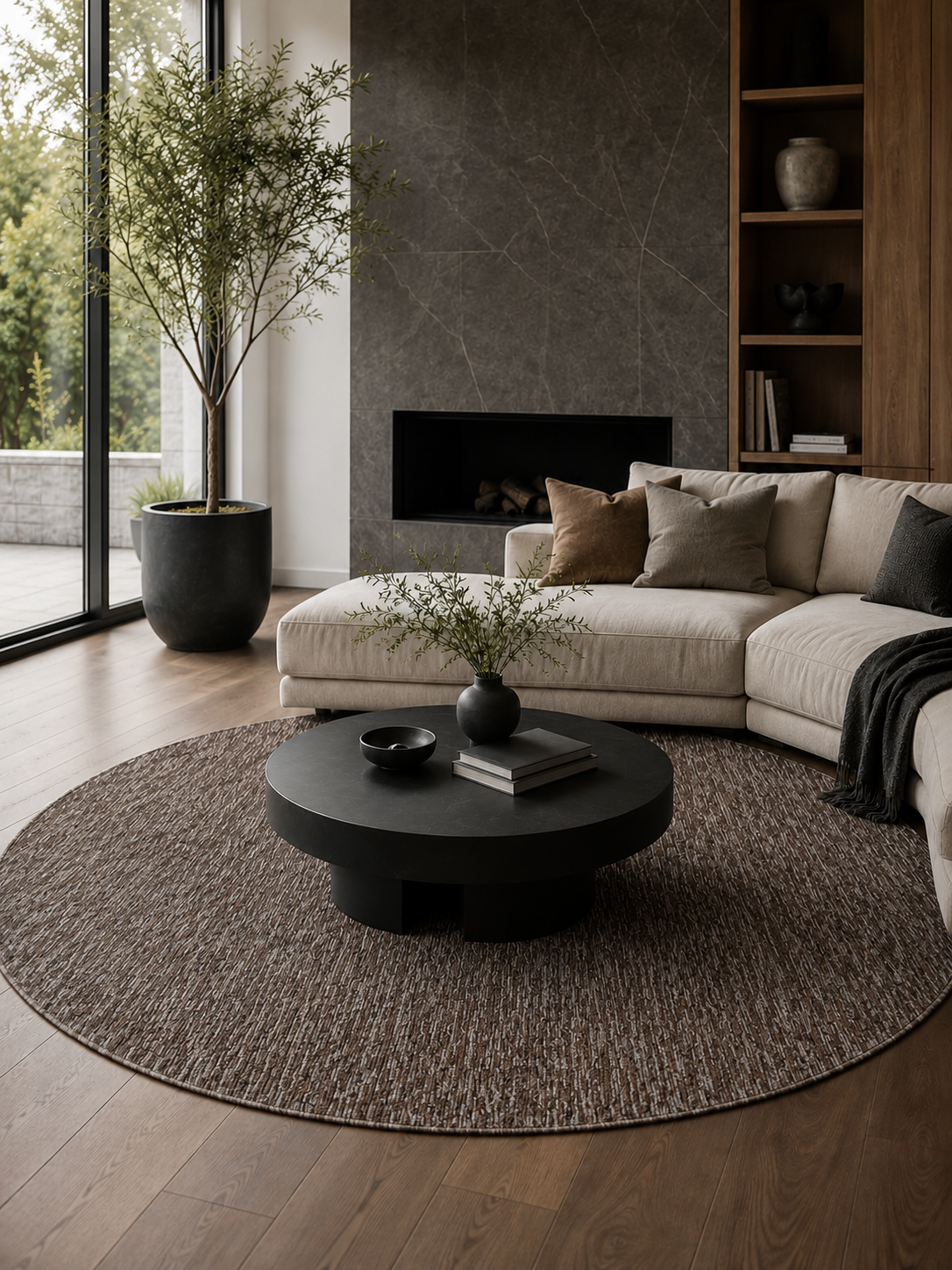 Tapis Moderne Rond - NIZZA 1800 BROWN