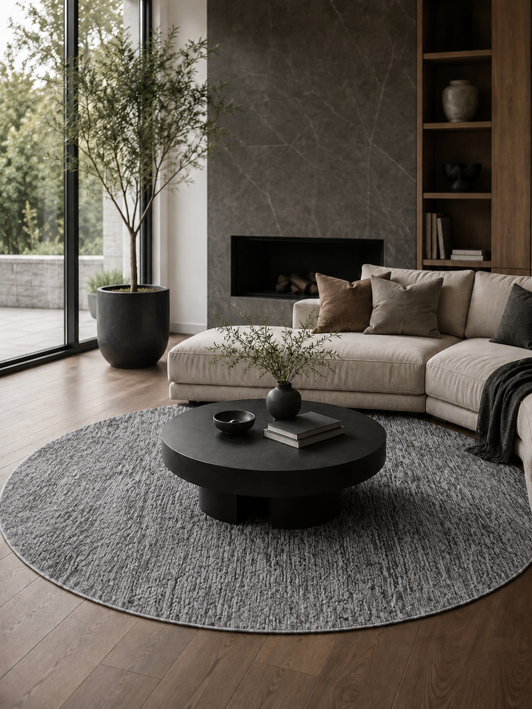Tapis rond moderne - NIZZA 1800 GREY