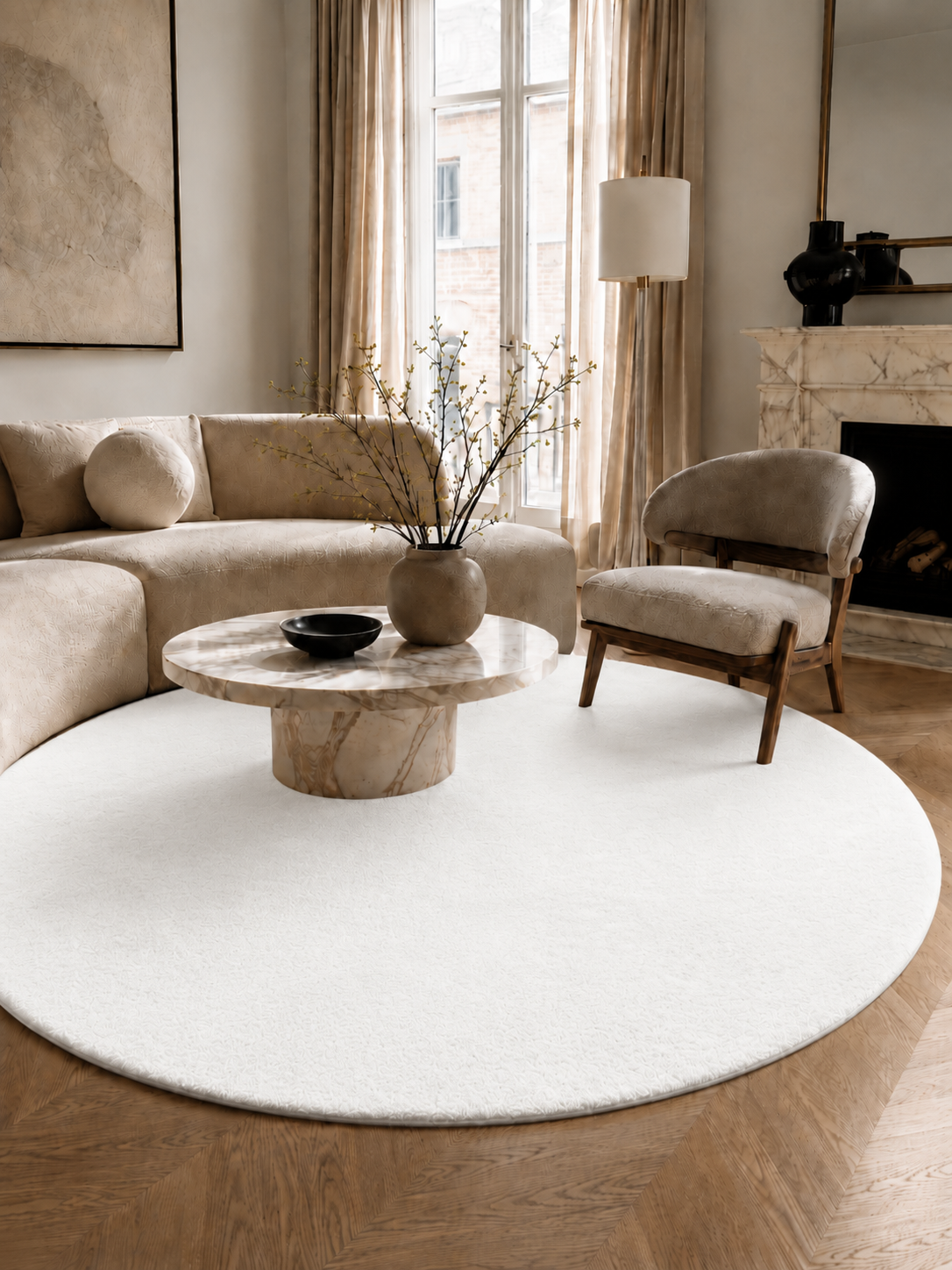 POUFFY rond 5100 BLANC