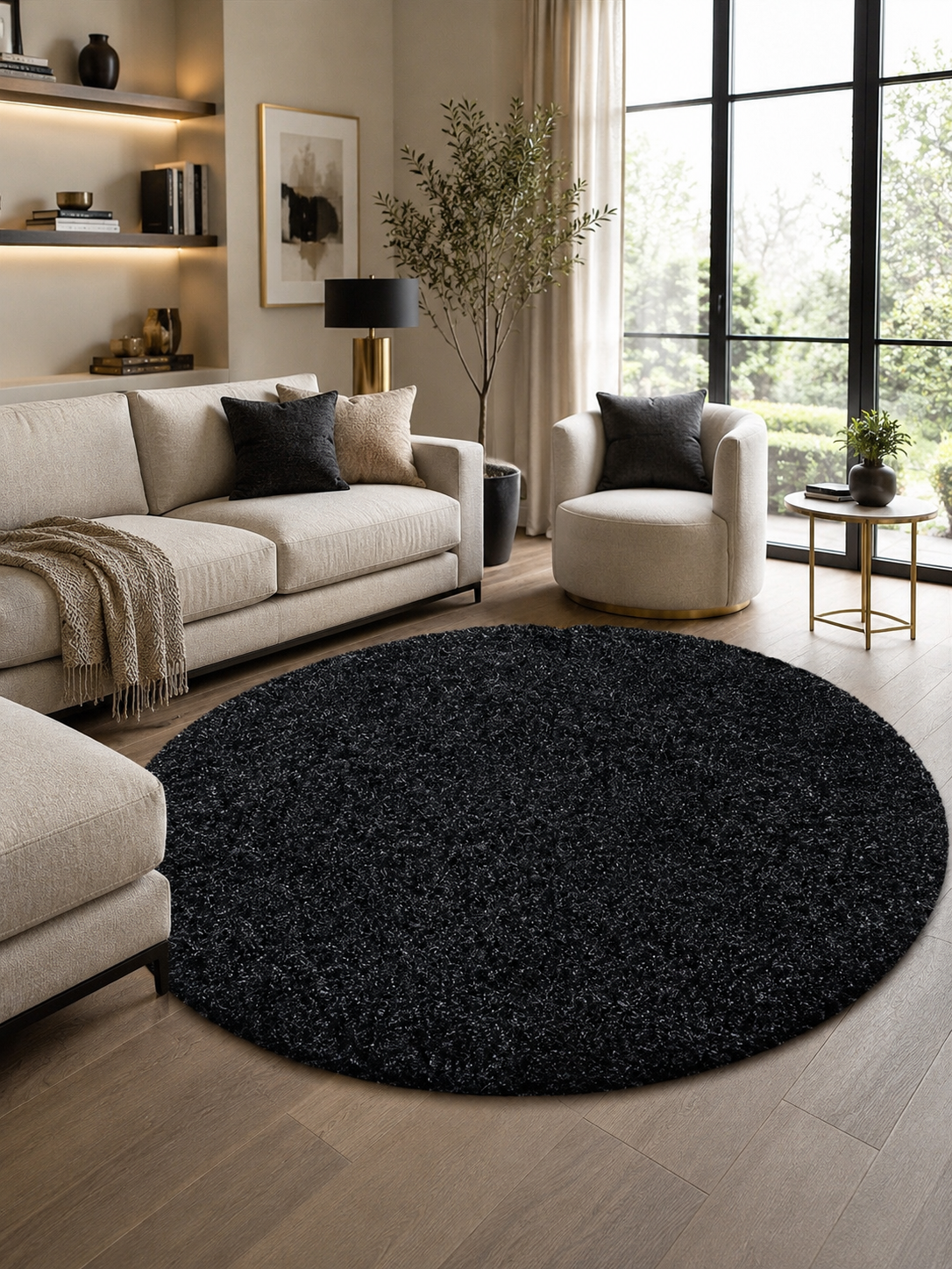 Tapis Shaggy rond à poils longs - LIFE 1500 ANTHRACITE