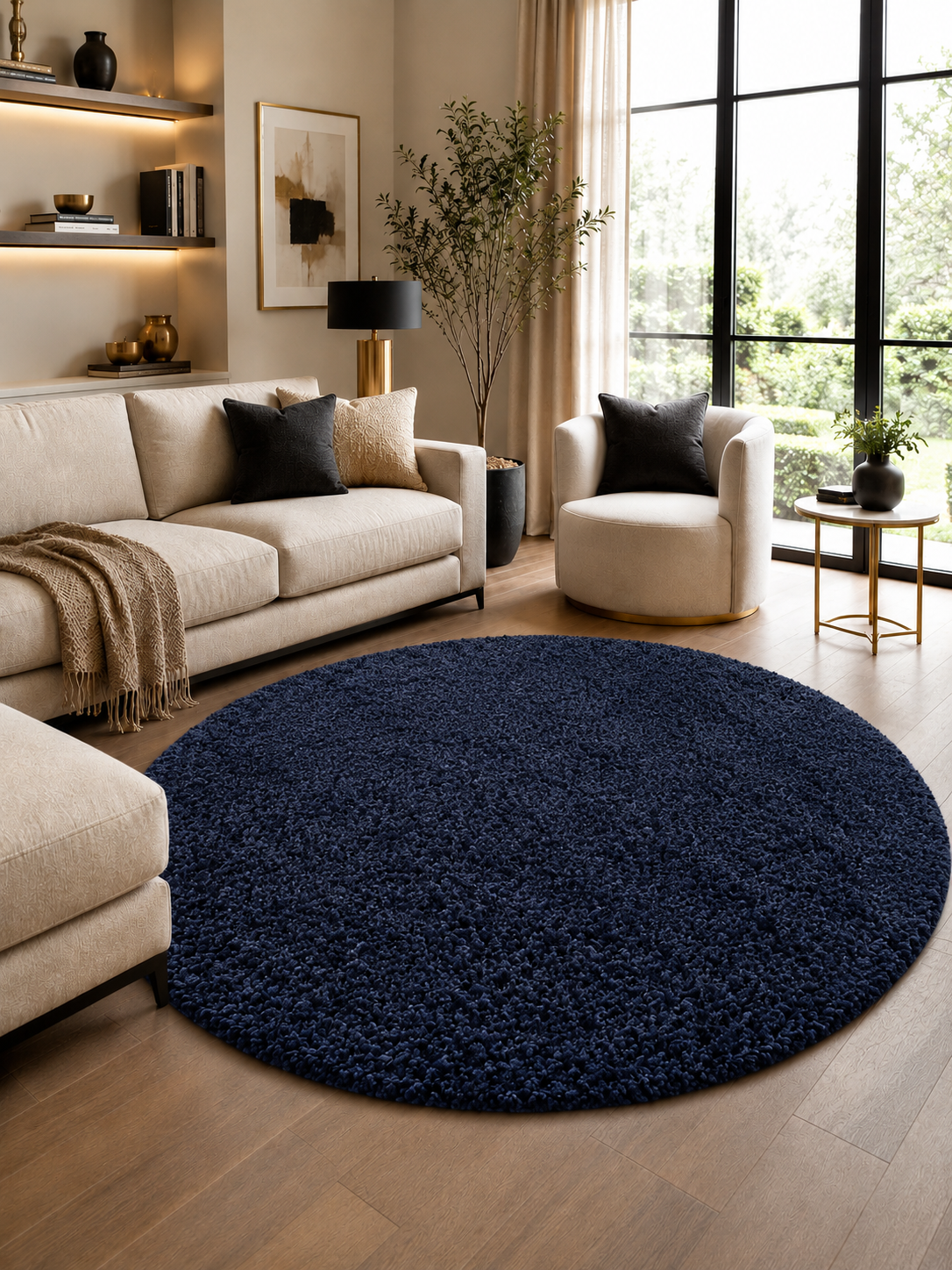 Tapis rond à poils longs Shaggy - LIFE 1500 NAVY