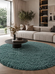 Tapis Shaggy rond à poils longs - SYDNEY 3000 AQUA