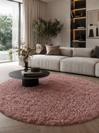 Tapis rond à poils longs Shaggy - SYDNEY 3000 ROSE