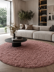Tapis rond à poils longs Shaggy - SYDNEY 3000 ROSE
